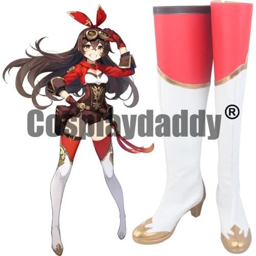 Genshin Impact Mondstadt Knights of Favonius Gliding Champion Outrider Amber Cosplay Shoes Over the Knee Heels Boots S008