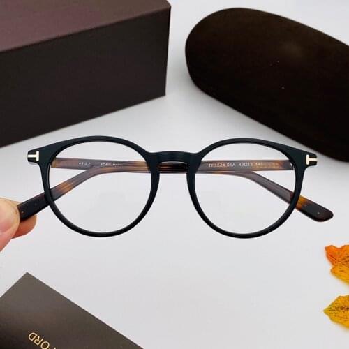 Tom for Optical Eyeglasses Frames Forde Fashion Round Acetate Women Men Reading Myopia Prescription TF5524 EyeGlasses With Case