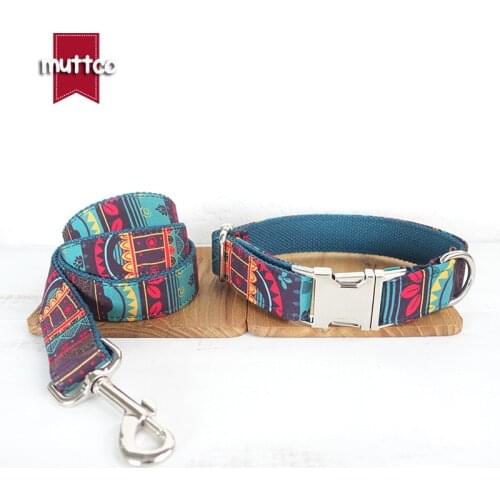 MUTTCO retailing special ethnic style colorful handmade soft dog collars THE MAYA self-created dog collar and leash UDC043
