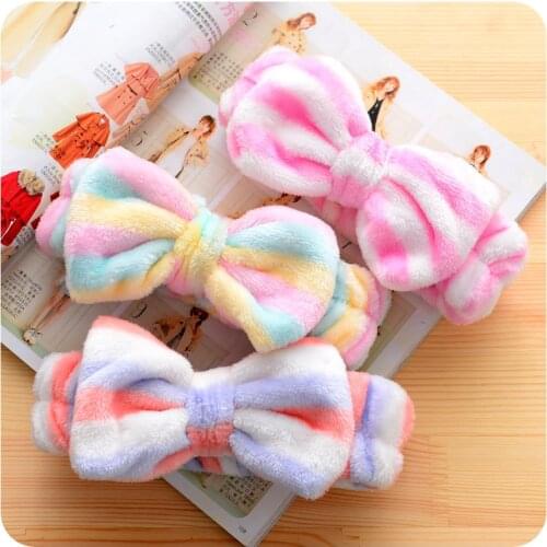 Cute Cat Ear Coral Fleece Elastic Hair Ribbon Bath Shower Make Up Wash Face Cosmetic Headband For Women Hair Band Headwear