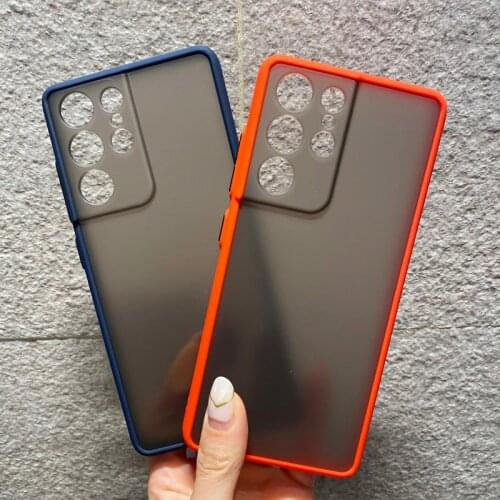 Shockproof Translucent Hard Back Cover for Samsung Galaxy S21 Ultra S21 Plus Soft Frame Phone Cases for samsung s21 phone cover