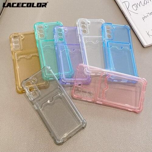 Transparent Soft Simple Card Holder Case For Redmi Note 10 Pro Max 10S 8 Redmi 9T Cover Mi Poco X3 NFC Solid Color Wallet Bumper