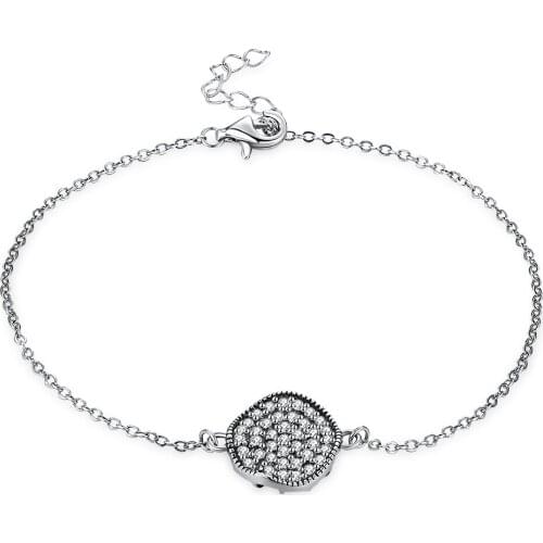 SILVERHOO 925 Sterling Silver Vintage Irregular Circle Charm Bracelet For Women Full Cubic Zirconia Handmade Bracelets Jewelry