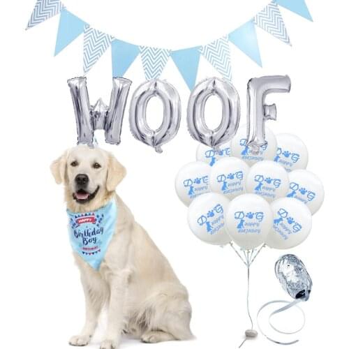 Dog birthday balloons globos letter balloon WOOF dog accessories pet products safari party birthday hat rose gold party supplies
