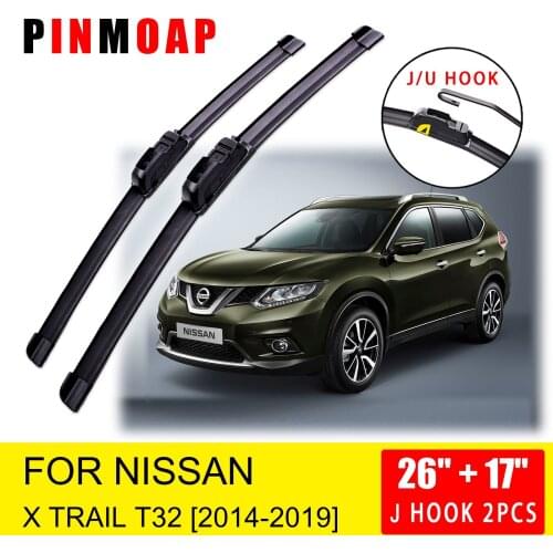 For Nissan X-Trail T32 2014 2015 2016 2017 2018 2019 Front Wiper Blades Brushes Cutter U J Hook