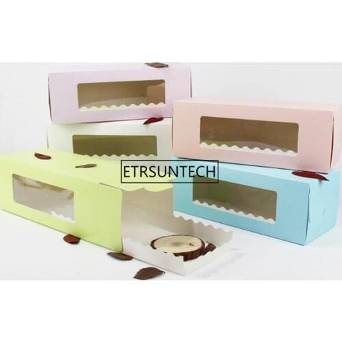 Swiss Roll Cake Boxes 5 Colors Long Cardboard Paper Box for Cake Bakery Cookie Mooncake Packaging