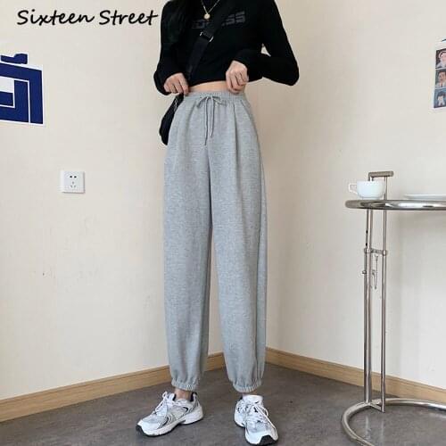 Drawstring Sweatpants Female Elastic High Waist Trousers Casual Sport Korean Clothing Baggy Woman Pants New Fashion Pockets Y2K