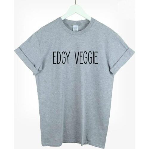 Edgy Veggie letters Print Women t shirt Cotton Casual Funny tshirts For Lady Top Tee White Black Gray Drop Ship H-160