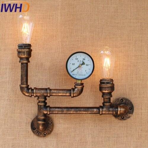 IWHD Loft Style Water Pipe Lamp Industrial Edison Wall Sconce Metal Vintage Wall Light Fixtures Indoor Lighting Antique Lamps