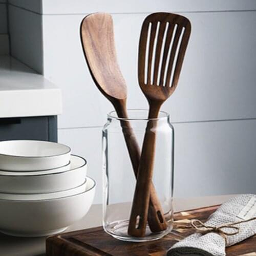 Teak Spatula Long Handle Non-stick Shovel High Temperature Resistance Cooking Utensils Antiseptic Wooden Shovel Kitchen Tools