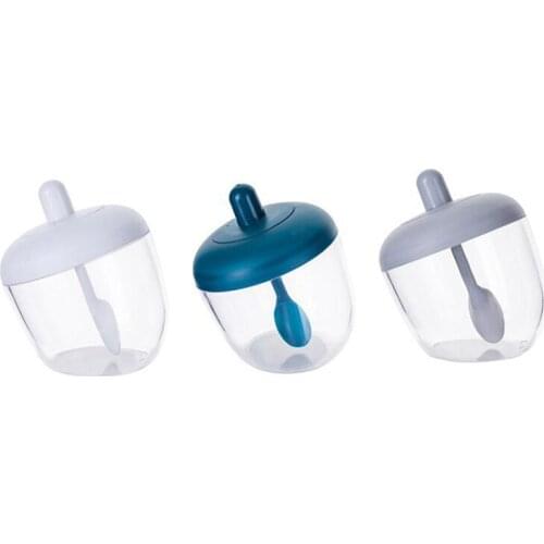 Creative Kitchen Seasoning Jar With Spoon Seasoning Condiment Bottle Kitchen Utensils Supplies Salt Pepper Shakers Jar Container