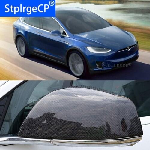 High quality for Tesla Model x 100D 75D 90D 2016-2018 100% Real Carbon Fiber Rear View Mirror Cover Side Mirror Caps car styling