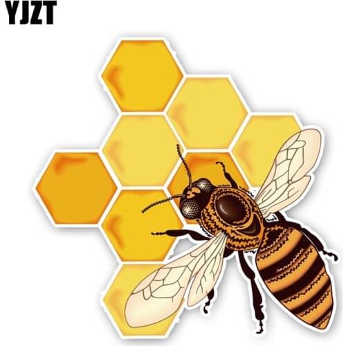 YJZT 13CM*12.7CM Bees That Eat Honey Interesting PVC Decal Car Sticker 12-300580