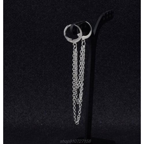 Jewelry Korean Hip Hop Titanium Steel Chain Threader Drop Cuff Earrings Unisex N12 20 Dropshipping