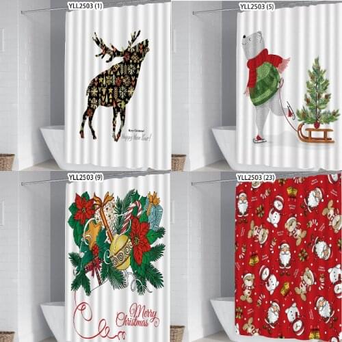 Christmas tree fawn bathroom shower curtain and rug sets curtain bathroom shower curtain brown shower curtain set Shower curtain