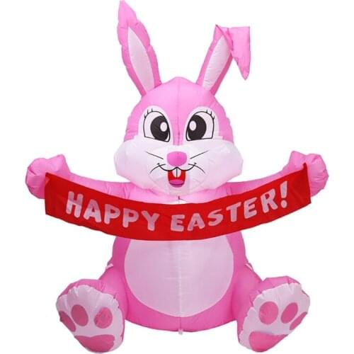 1.5m Inflatable Happy Easter Bunny Doll Toy LED Night Light Figure Yard Outdoor