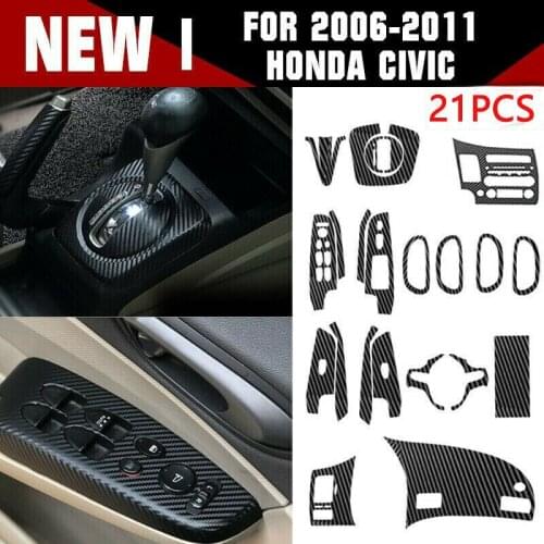 1set For Honda Civic 2006-2011 3D Glossy Carbon Fiber Pattern Car Interior Decals Trim Dashboard Sticker