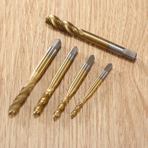 1Pc M3/M4/M5/M6/M8 HSS Titanium Coated Screw Thread Metric Spiral Hand Plug Tap Kit Hex Shank Drill Set Hand Tool Parts