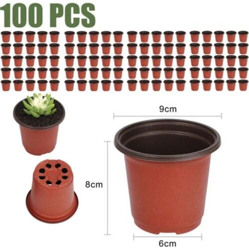 100Pcs Plastic Plant Nutrition Pots Flower Seedling Nursery Pot Cactus Tiny Container Garden 9*6*8cm