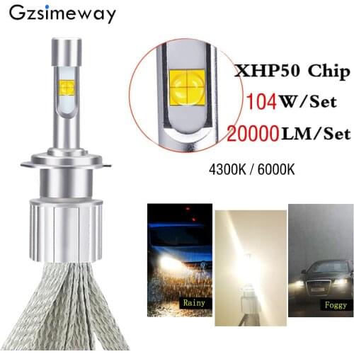 2PCS Car LED Light H4 H7 4300K 6000K Bulbs XHP50 Chip 104W 20000LM H1 H3 9005 HB3 9006 HB4 H16 880 881 Auto Headlight Fog Lamps