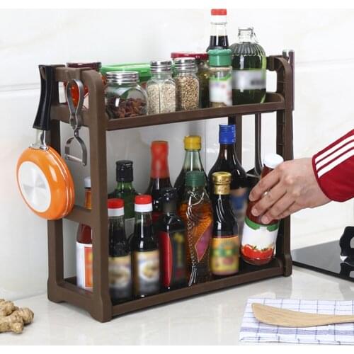2 Layers Kitchen Organizer Shelf Holder Cabinet Spice Standing Rack Organizer Kitchen Countertop Home Storage Holders