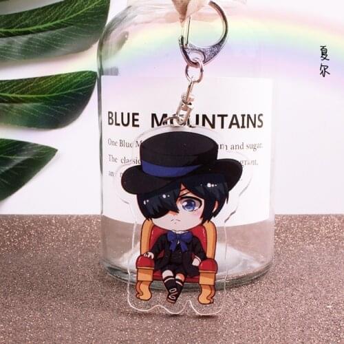 2019 Black Butler Keychain Double Sided Cute Key Chain Acrylic Pendant Anime Cosplay Accessories Cartoon Key Ring