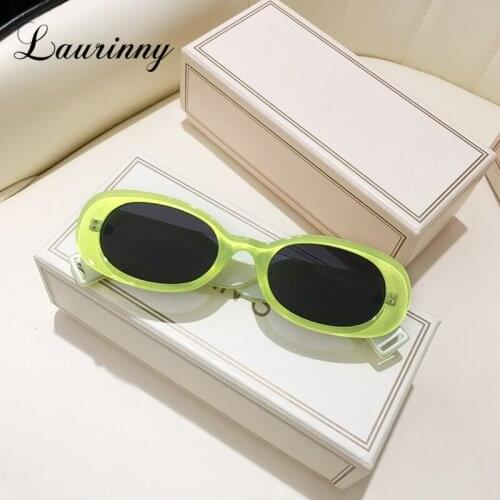 LAURINNY 2021 Trendy Green Oval Rectangle Sunglasses Women Vintage Brand Design Shades Eyewear Tortoise Shell Frame Sun Glasses