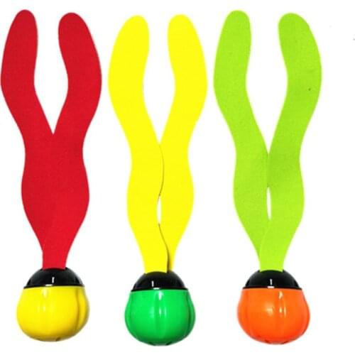 3 Pcs Diving Seaweed Shape Swimming Pool Toy Colorful Sinking Underwater Fun Toys for Kids Dive Training and Retrieve