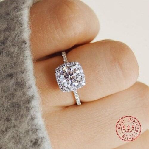 Big Cubic Zirconia Octagonal Ring Fashion Wedding Jewelry Female Engagement Ring Female Crystal Silver Color Ring Party New Gift