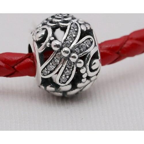 Authentic 925 Sterling Silver Beads Dragonfly Rose Hollow Crystal Bead For Original Pandora Charm Bracelets & Bangles Jewelry