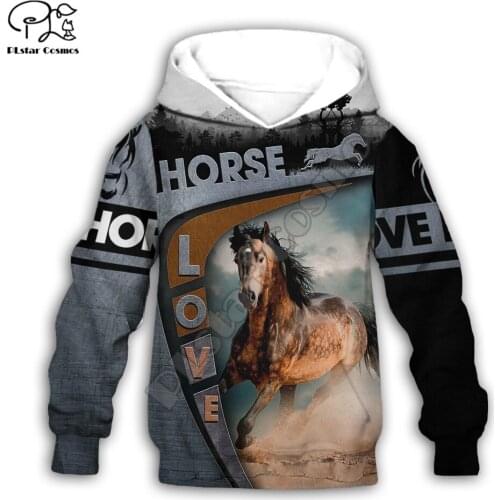 PLstar Cosmos Beautiful Horse 3d Print Hoodie Kids Boys/Girl Sweatshirt Zipper Hooded Colorful Animal Casual Children Wear H3