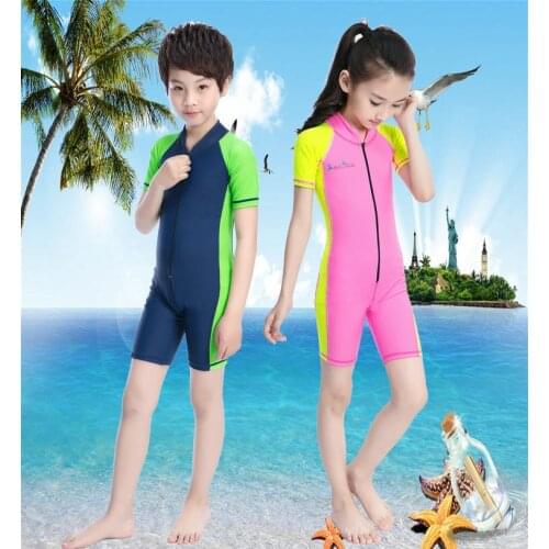 Kids One Piece WaterProof Professional Bathing Beach SwimWear Girls Boys Surfing Outdoor Spearfishing Rash guard UV Diving Suits