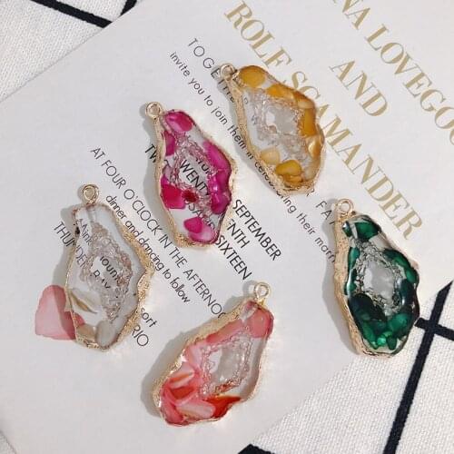 DIY jewelry personalized color shell transparent imitation rock shaped resin pendant earrings accessories material 2pcs