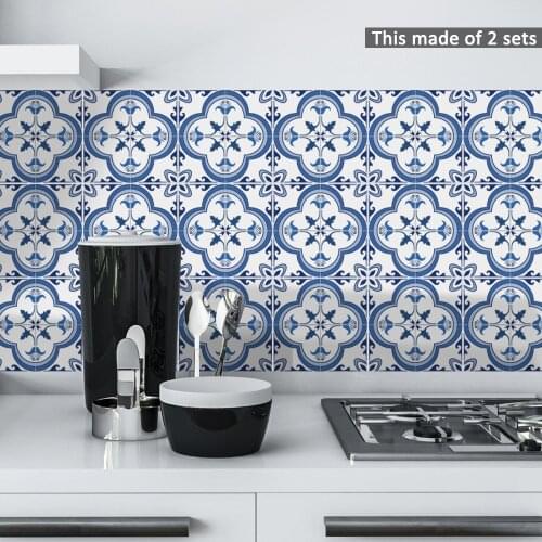 Funlife® Portuguese Pattern Tiles Tile sticker Self-Adhesive Waterproof Kitchen Backsplash Wall sticker Easy to Clean Oil Proof