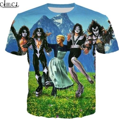 HX Newest Rock KISS Band Men Women T Shirt 3D Print Oversized Fashion Harajuku Tee Shirt Casual Wild Pullover Tops Drop Shipping