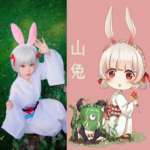 Yin Yang division Style Shenshan rabbit initial kimono full Cosplay womens dress for rabbit ear performance