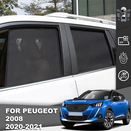 Magnetic Car Sunshade Front Windshield Door Mesh Frame Curtain For Peugeot 2008 2020-2021 Side Window Sun Shade Auto Protector