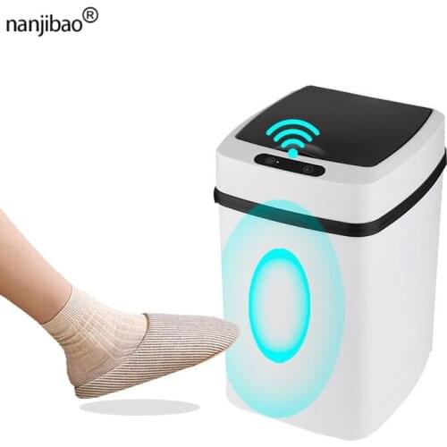 Nanjibao New Smart 12L Trash Can Wireless Sensor Large Automatic Household Kitchen Electric Trash Bin Bathroom accessories