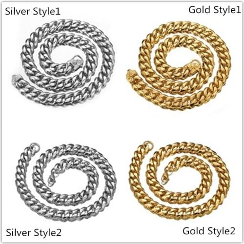 15mm Mens Natual Stainless Steel Curb Cuban Link Chain Necklace Wholesale Jewelry Gift 7-40inch