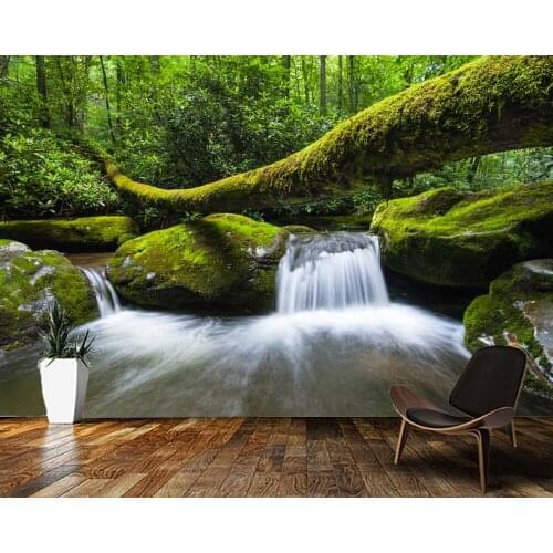 Papel de parede National Park Waterfall Moss natural landscape 3d wallpaper mural,living room tv bedroom wall papers home decor