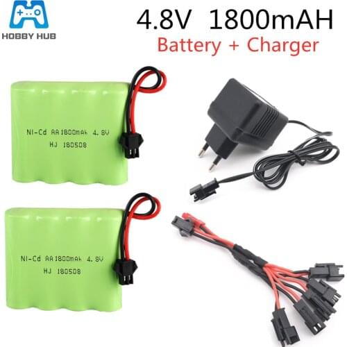 4.8v 1800mah Ni-CD battery for RC car boat tank electric toys 4.8v AA 1800mah Rechargeable battery 5 in1 charger battery group