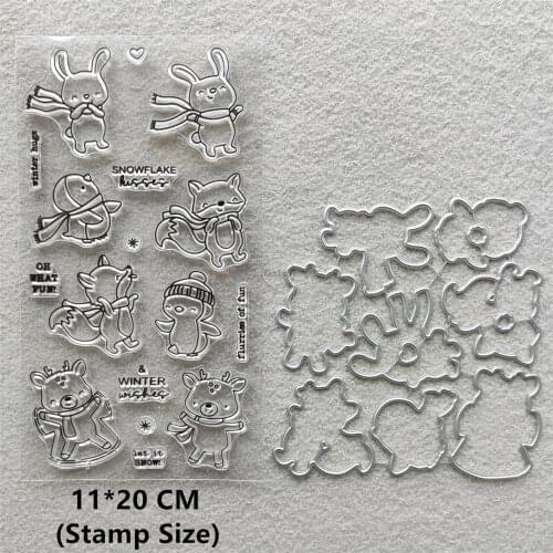 2021 New Rabbit Fawn Squirrel Clear Stamps and Metal Cutting Dies DIY Scrapbooking Embossing Album Seal Template Punch Stencils