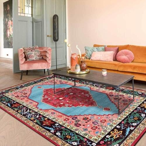 Persian Ethnic Style Tapete Colorful Geometric Floral Kids Bedroom Bedside Decor Rug and Carpet Living Room Table Sofa Floor Mat