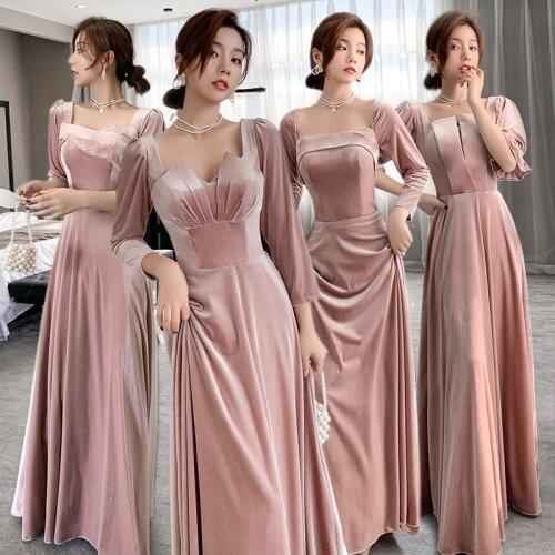 Bridesmaids Dresses Backless Elegant Simple Sequare Collar Full A-Line Pleat Luxury Jersey Vintage Women Wedding Party Gown E347