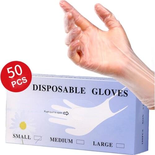 Transparent Disposable Gloves Powder-Free Nitrile Latex Rubber Gloves S M L Gloves for Tattoo