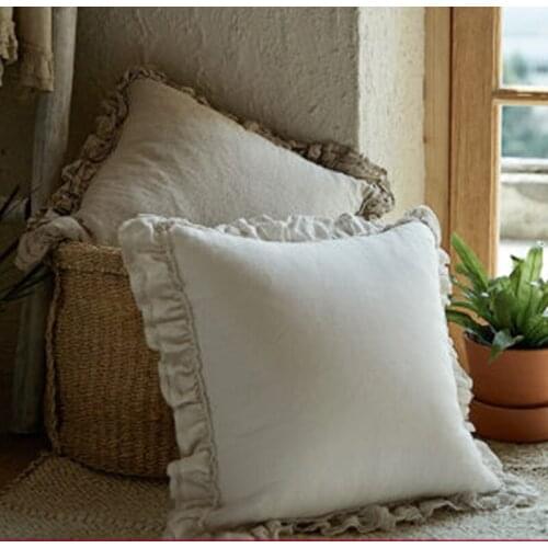 Luxury French Style Sweet Decorative Throw Pillow Covers Linen Square Pillowcase Cushion Cover With Tassel Ins Hot Sell Pink