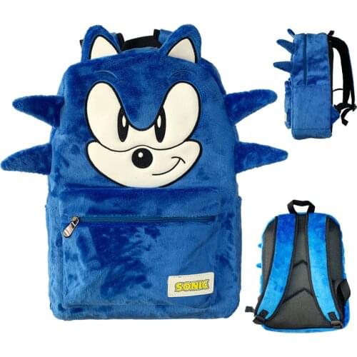 Cute Cartoon Game Blue Backpack School Bag Book Bag Blue Plush Laptop Backpacks Shoulders Bags for Girls Boys Students Gift
