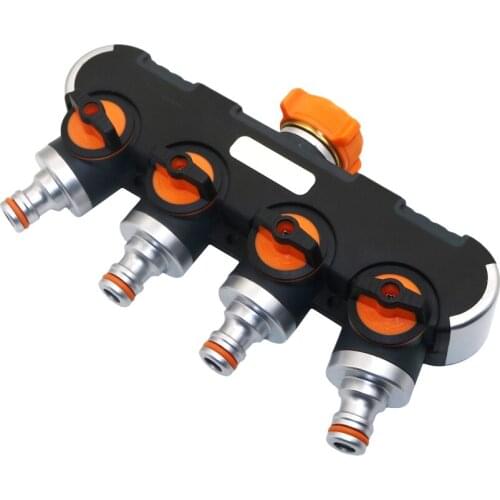 3/4 inch internal thread metal 4-way manifold valve faucet hose distributor adapter hose connector 1pcs