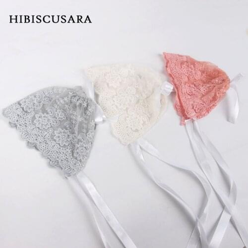 Baby Infant Newborn Lace Floral Hat Cap Beanie Bonnet Flower Lace Embroidered Bebe Girls Cotton Hats Ribbon Photo Prop