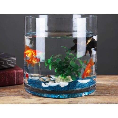 Glass Fish Tank L Creative Thickening Straight Cylindrical Living Room Office Goldfish Tank Transparent Turtle Tank Hydroponics